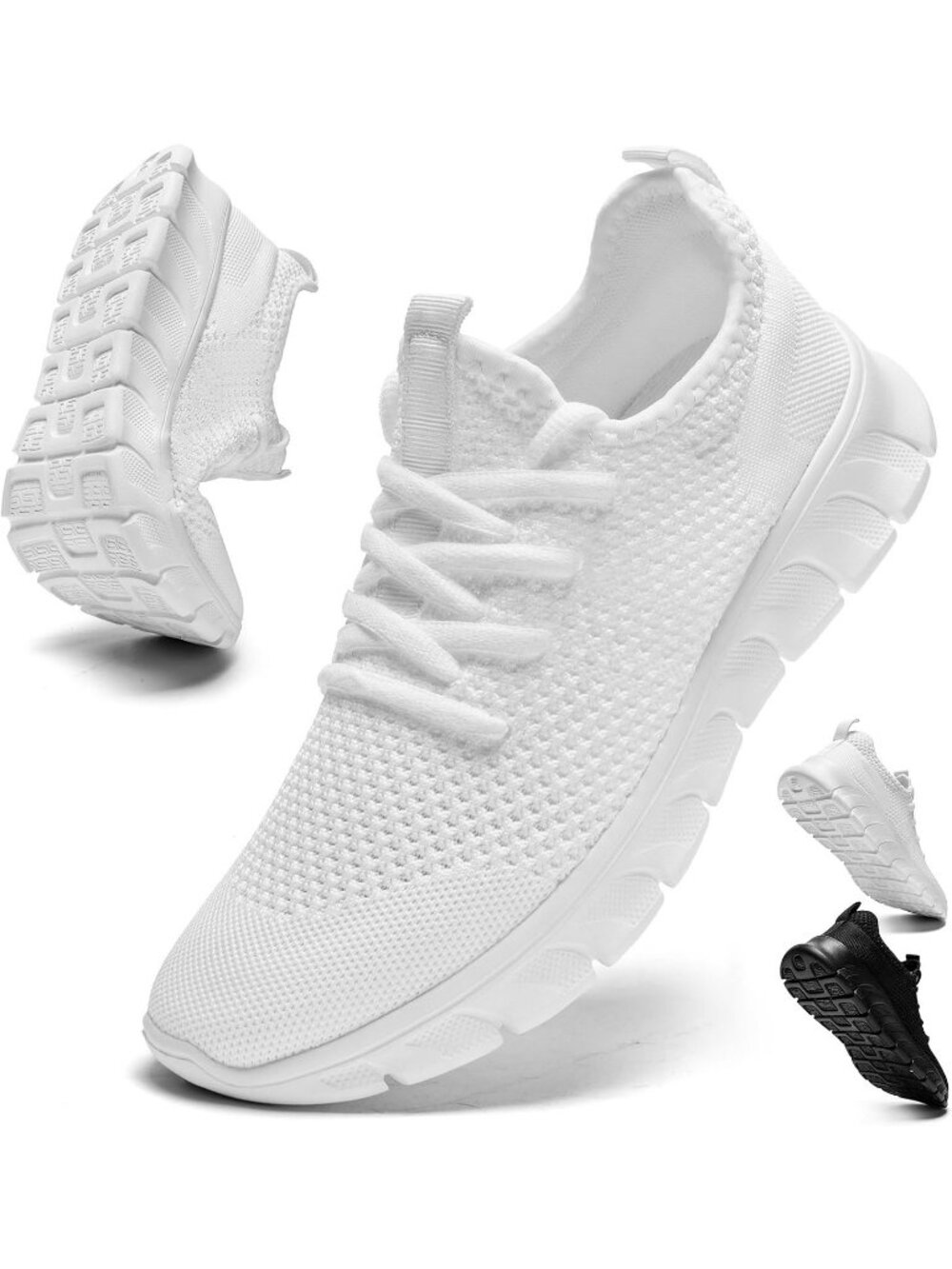 Men's White Breathable Athletic Workout Pull On Solid Slip on Running Sneaker